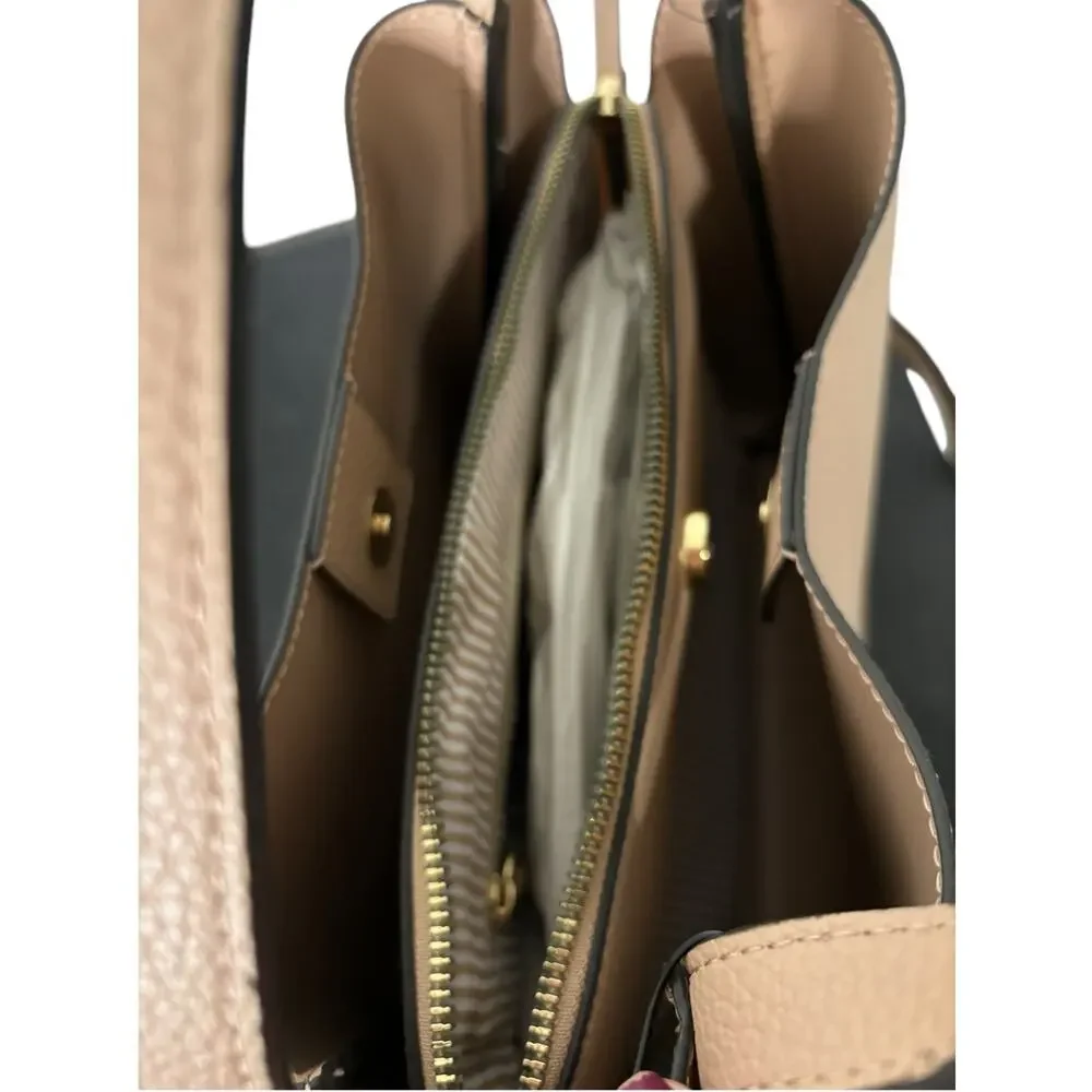Nanette Lepore NWT Beckett Triple Section Satchel Handbag In Almond